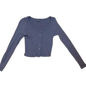 Ribbed Long Sleeve Shirt Gray